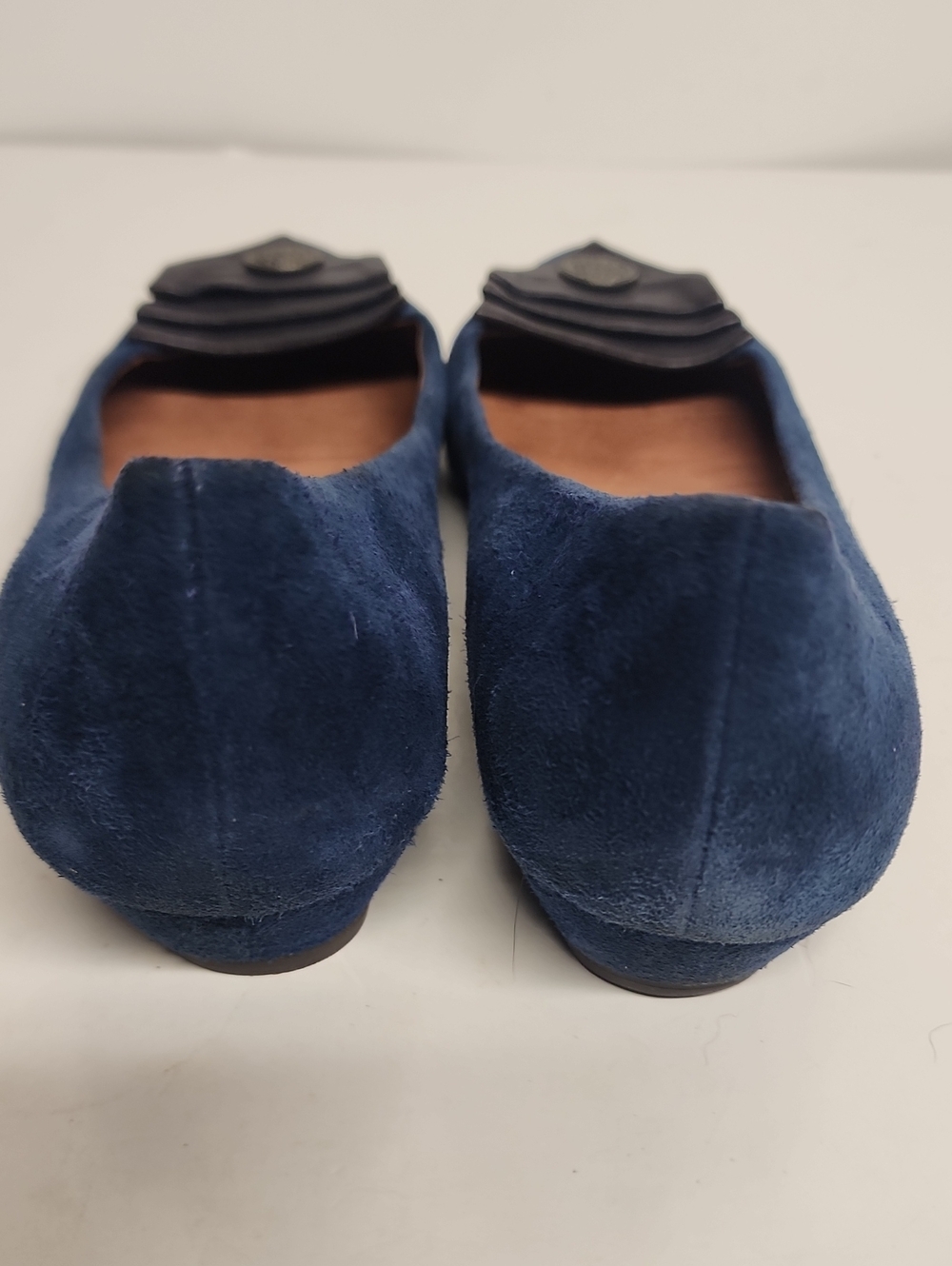 Jeffrey Campbell Deep Navy Suede Pointed Toe Flats with Leather Trim Size 8.5 - Picture 9 of 10